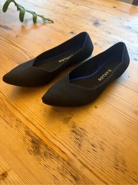 Rothy's The Point II Black Pointed Knit Ballet Flats
